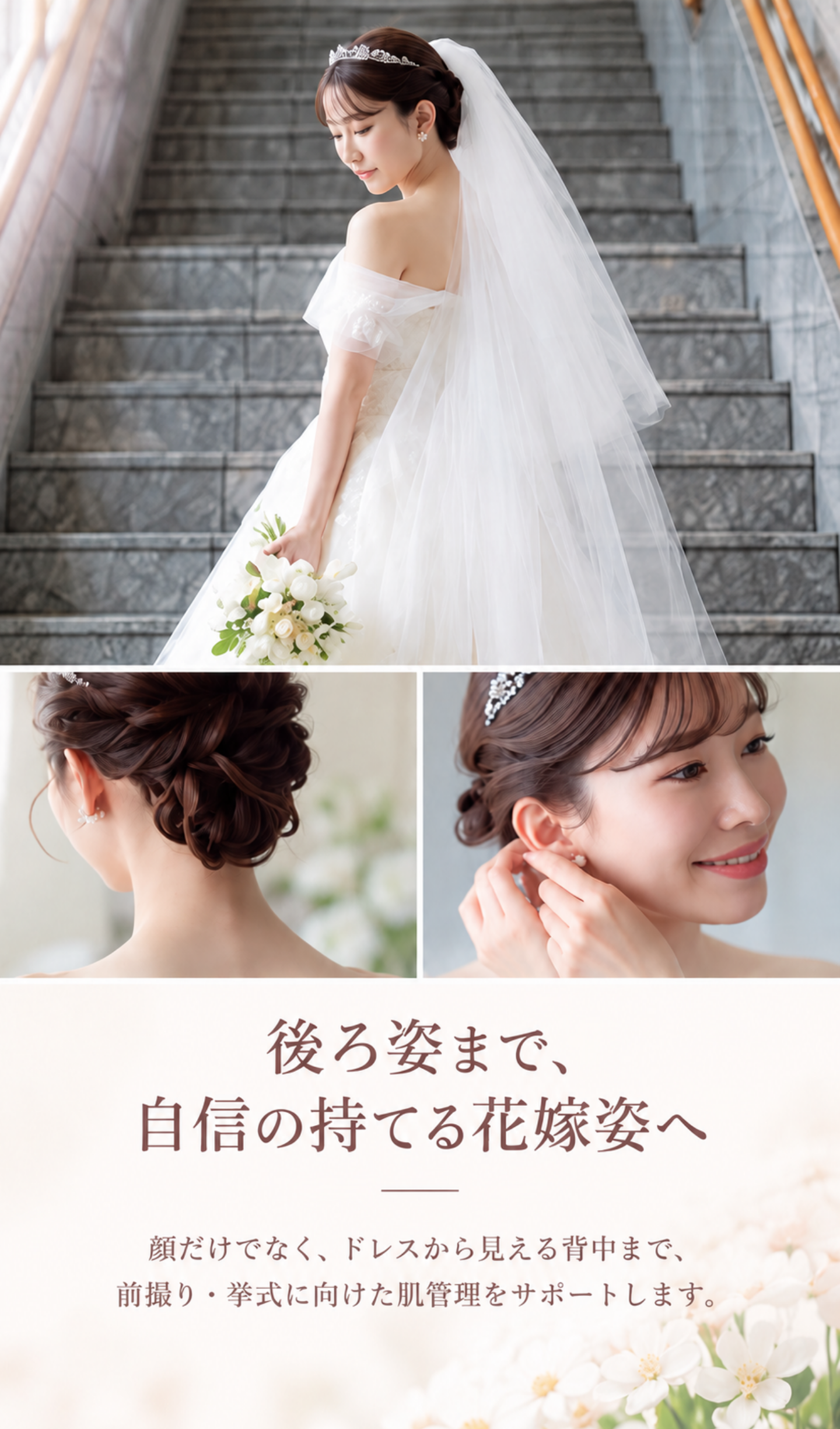 後ろ姿まで自信の持てる花嫁肌へ